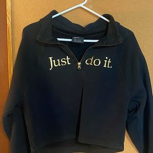 Nike ‘Just Do It’ Gold Zip Up Crop Sweatshirt